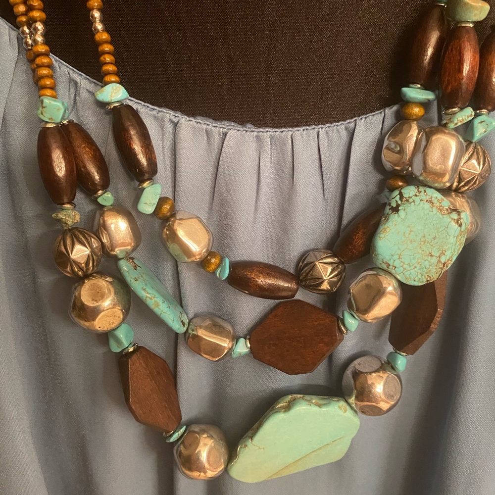 Rustic Teal Necklace - Picture 2 of 2